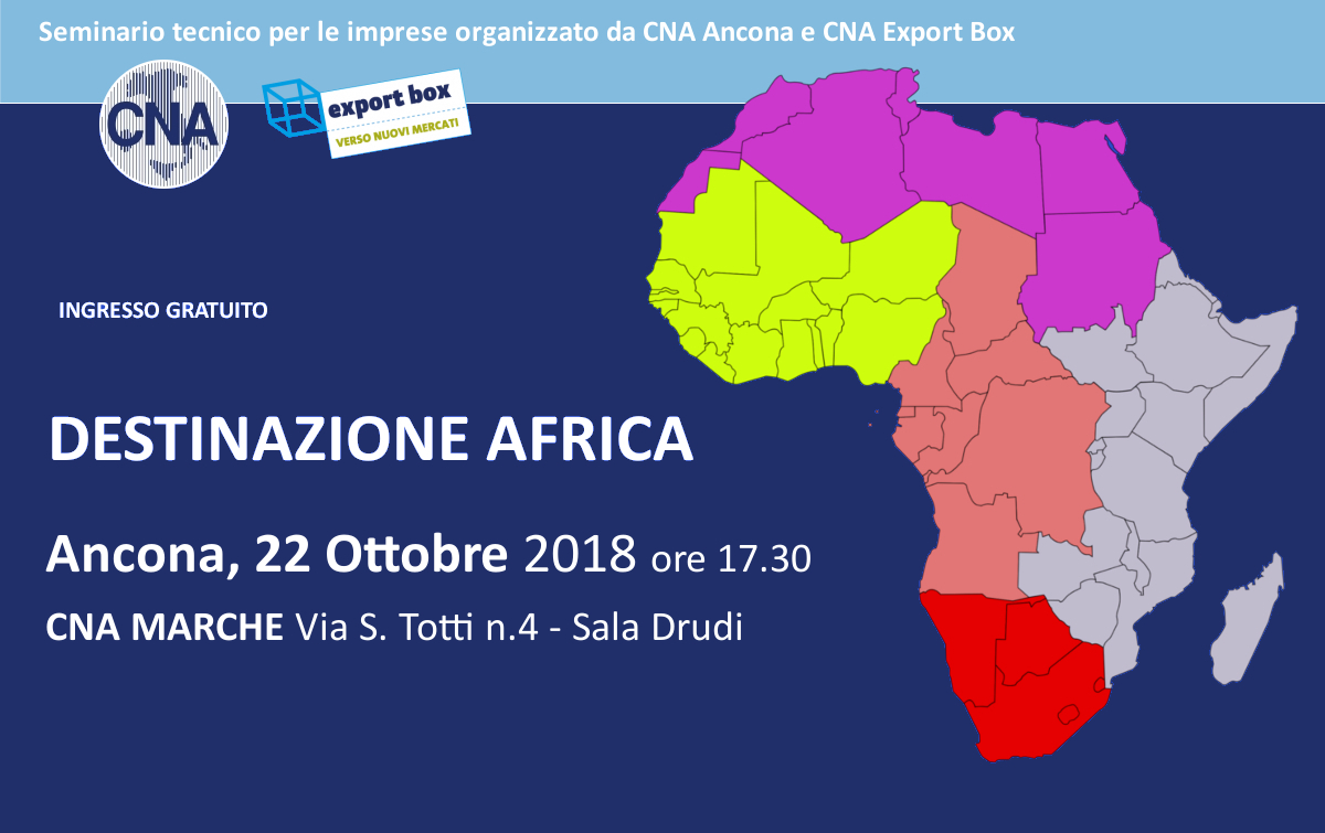 SAVE THE DATE! 22 Ottobre 2018 – “Destinazione Africa” – Ancona, CNA Marche – ore 17.30